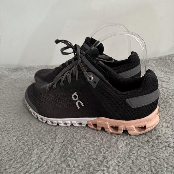 On Running Cloud Shoes Womens Size 8 Black Gray Peach Swiss Engineering Athletic - Picture 3 of 10